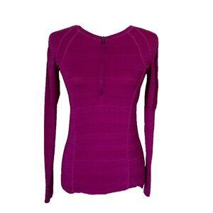 ATHLETA Long Sleeve 1/2 Zip Running Top Size XS Magenta Purple Fitted
